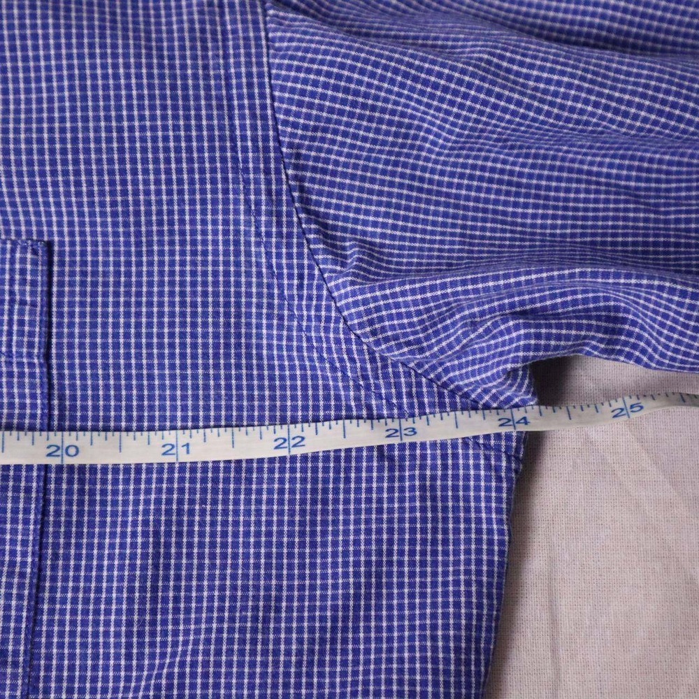 Christian Dior Mens Blue Gingham Check Shirt Button Down Long Sleeve Size 16 - Picture 6 of 7